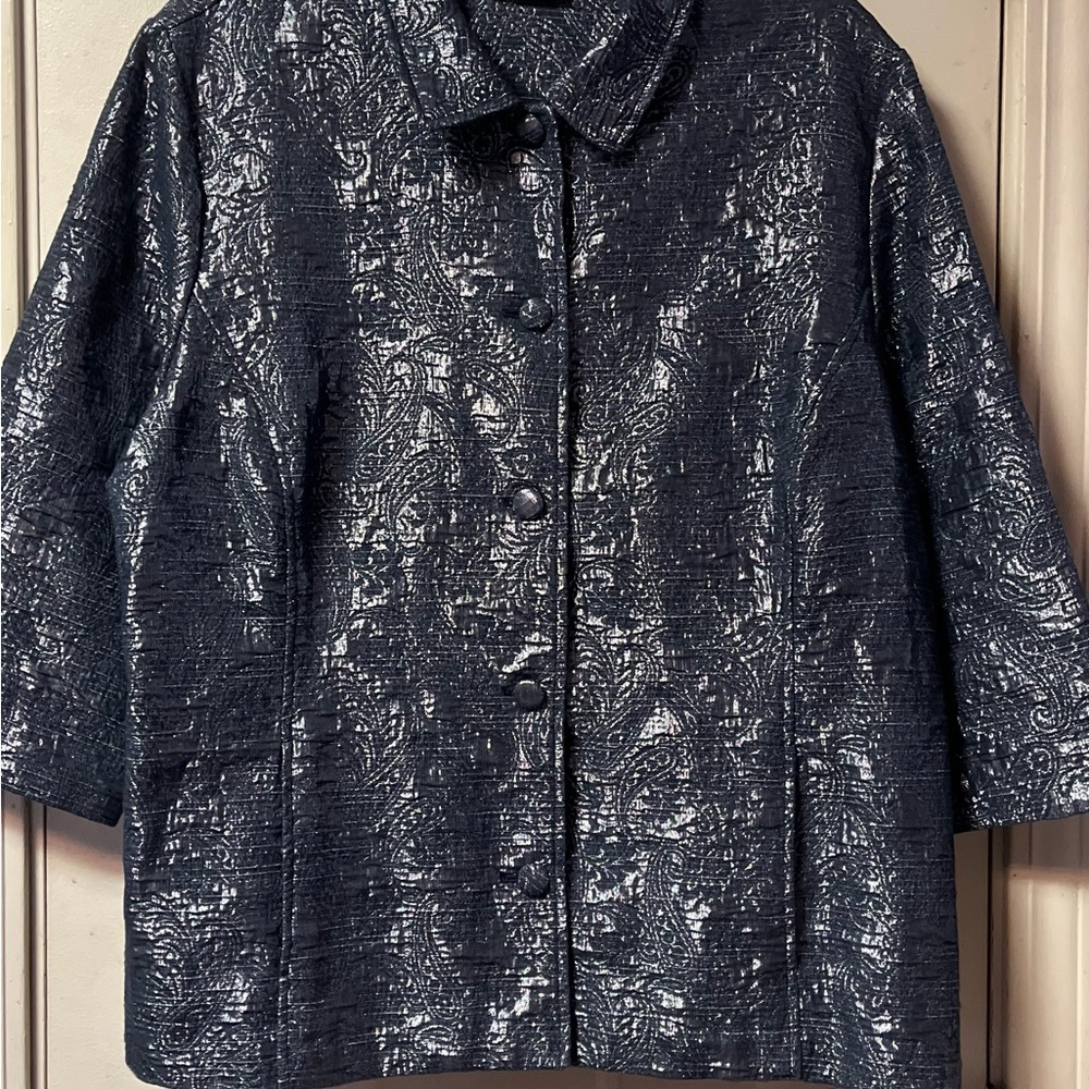 Alfred Dunner ~ Women’s ~ Jacket ~ 2X ~ Metallic ~ Blue & Silver ~ size 20